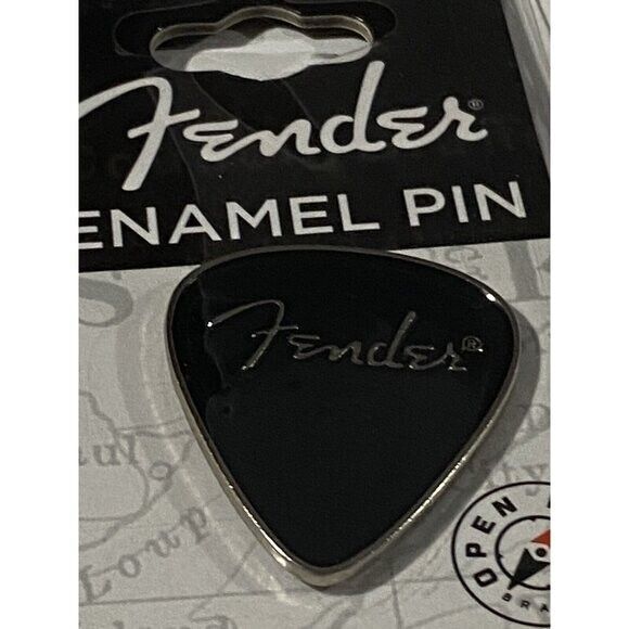 Fender Enamel Pin Brand New Fender Guitar Pick Shaped Pin Black & Silver - Picture 11 of 11